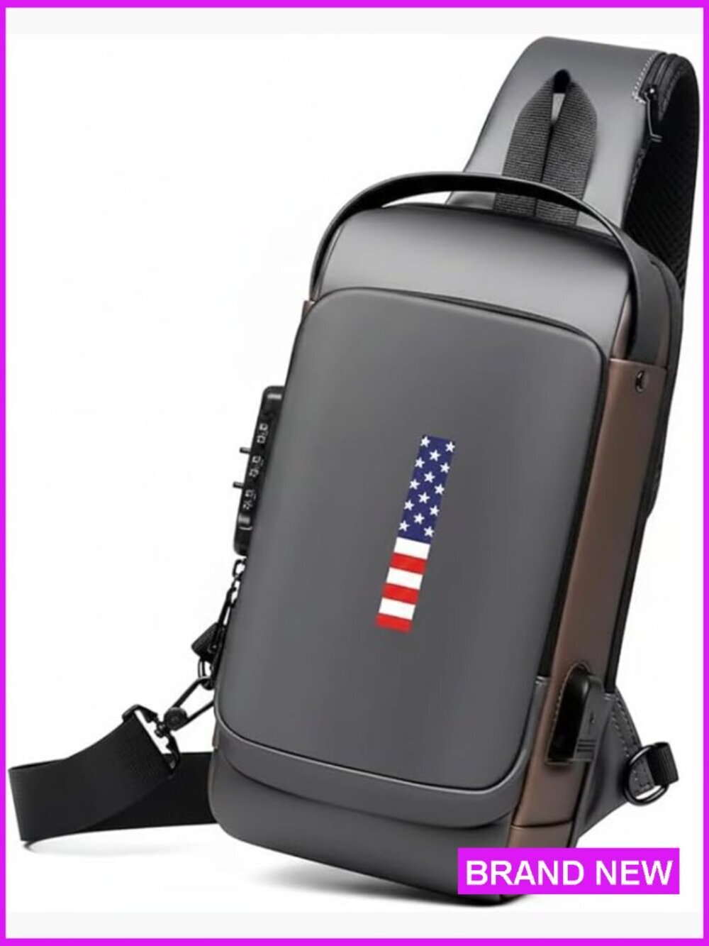 Anti-Theft Sling Daypack Crossbody Backpack with USB Charging Port & Lock